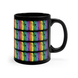 Vintage Rainbow Paint - Trombone - 11oz Black Mug - Pattern