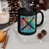 Vintage Wood Tie Dye Lines - Drumsticks - 11oz Black Mug