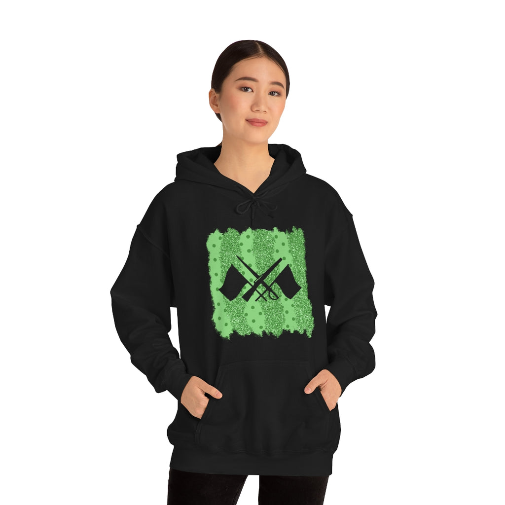 Vintage Green Glitter Dots - Color Guard - Hoodie