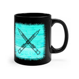 Vintage Turquoise Wood - Oboe - 11oz Black Mug