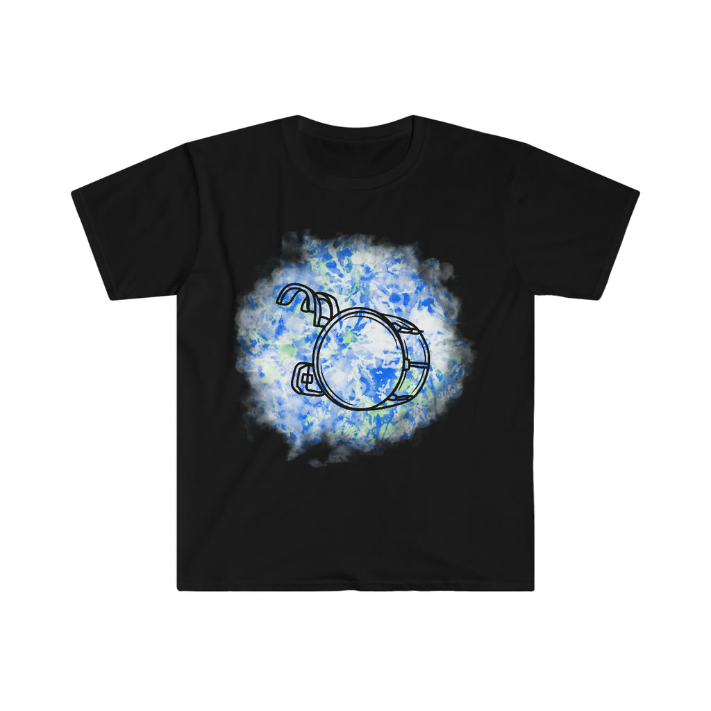 Vintage Blue White Tie Dye - Bass Drum - Unisex Softstyle T-Shirt