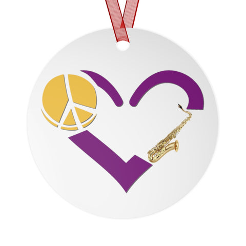 Peace, Love, Tenor Sax - Metal Ornament