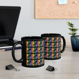 Vintage Rainbow Paint - Tuba - 11oz Black Mug - Pattern