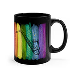 Vintage Rainbow Paint - Alto Sax - 11oz Black Mug