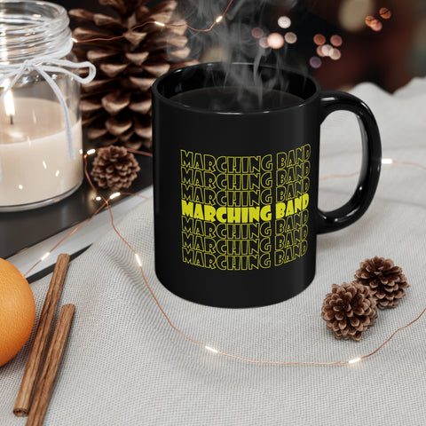 Marching Band - Retro - Yellow - 11oz Black Mug