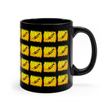 Vintage Yellow Cloud - Trumpet - 11oz Black Mug - Pattern