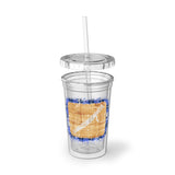 Vintage Blue Burlap - Bassoon - Suave Acrylic Cup