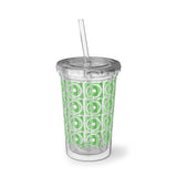 Vintage Green Glitter Dots - Snare Drum - Suave Acrylic Cup - Pattern