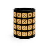 Vintage Yellow Burlap - Drumsticks - 11oz Black Mug - Pattern