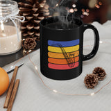 Vintage Grunge Lines Sunset - Alto Sax - 11oz Black Mug