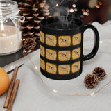 Vintage Yellow Burlap - Trombone - 11oz Black Mug - Pattern