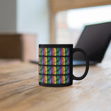 Vintage Rainbow Paint - Trumpet - 11oz Black Mug - Pattern