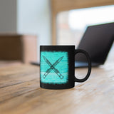 Vintage Turquoise Wood - Oboe - 11oz Black Mug