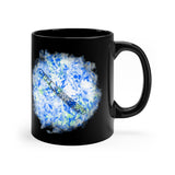 Vintage Blue White Tie Dye - Piccolo - 11oz Black Mug