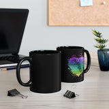 Vintage Rainbow Cloud Heart - Bari Sax - 11oz Black Mug