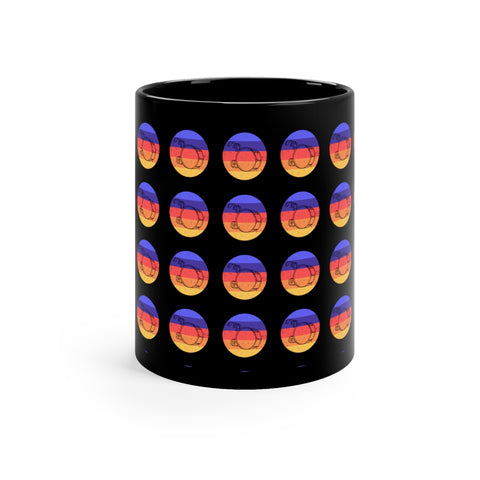 Vintage Grunge Circle Sunset - Bass Drum - 11oz Black Mug - Pattern