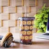 Vintage Yellow Burlap - Drumsticks - Suave Acrylic Cup - Pattern