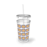 Vintage Blue Burlap - Bassoon - Suave Acrylic Cup - Pattern