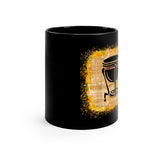 Vintage Yellow Burlap - Timpani - 11oz Black Mug