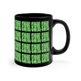 Vintage Green Glitter Dots - Cymbals - 11oz Black Mug - Pattern