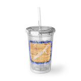 Vintage Blue Burlap - Bassoon - Suave Acrylic Cup