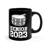 Senior 2023 - White Lettering - Snare Drum - 11oz Black Mug