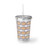 Vintage Blue Burlap - Bassoon - Suave Acrylic Cup - Pattern