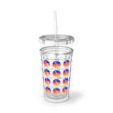 Vintage Grunge Circle Sunset - Alto Sax - Suave Acrylic Cup - Pattern