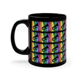 Vintage Rainbow Paint - Tuba - 11oz Black Mug - Pattern