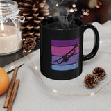 Vintage Grunge Purple Lines - Trumpet - 11oz Black Mug