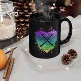 Vintage Rainbow Cloud Heart - Drumsticks - 11oz Black Mug