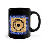 Vintage Blue Burlap - Snare Drum - 11oz Black Mug