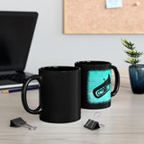 Vintage Turquoise Wood - Tuba - 11oz Black Mug