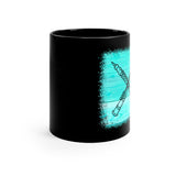 Vintage Turquoise Wood - Oboe - 11oz Black Mug