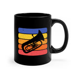 Vintage Grunge Lines Sunset - Tuba - 11oz Black Mug