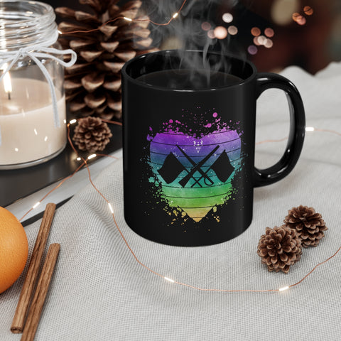 Vintage Rainbow Cloud Heart - Color Guard - 11oz Black Mug