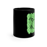 Vintage Green Glitter Dots - Bass Drum - 11oz Black Mug