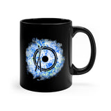 Vintage Blue White Tie Dye - Snare Drum - 11oz Black Mug