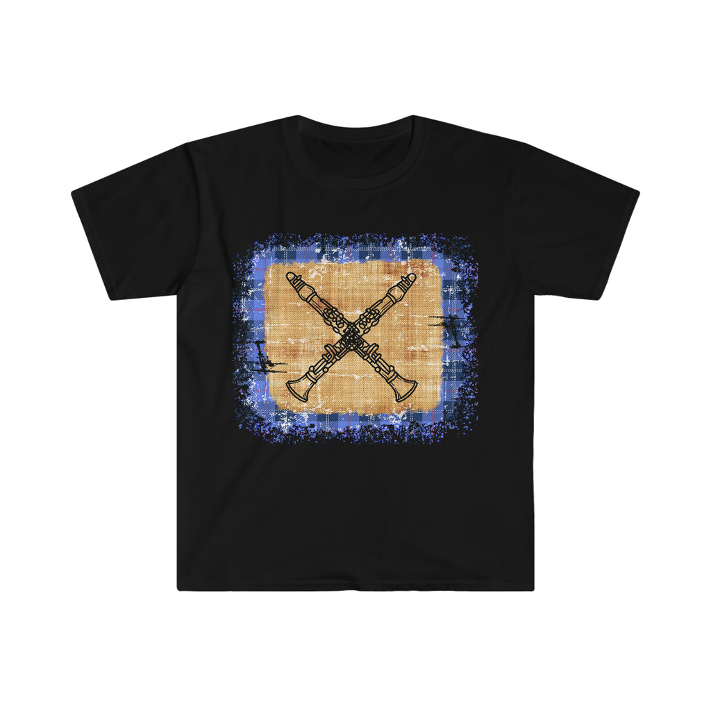 Vintage Blue Burlap - Clarinet - Unisex Softstyle T-Shirt