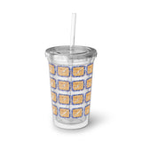 Vintage Blue Burlap - Bassoon - Suave Acrylic Cup - Pattern