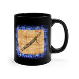 Vintage Blue Burlap - Bassoon - 11oz Black Mug