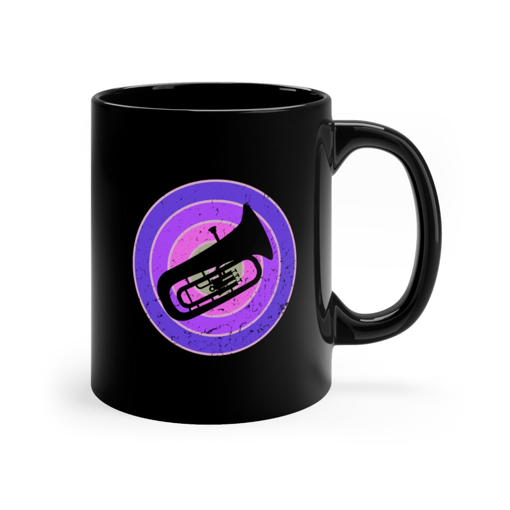 Vintage Grunge Purple Circle - Tuba - 11oz Black Mug