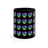 Vintage Rainbow Cloud Heart - Drumsticks - 11oz Black Mug - Pattern