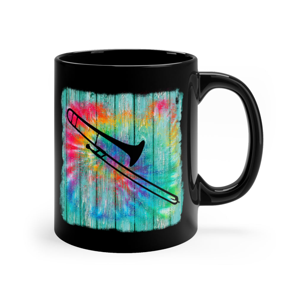 Vintage Wood Tie Dye Lines - Trombone - 11oz Black Mug