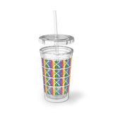 Vintage Rainbow Paint - Drumsticks - Suave Acrylic Cup - Pattern