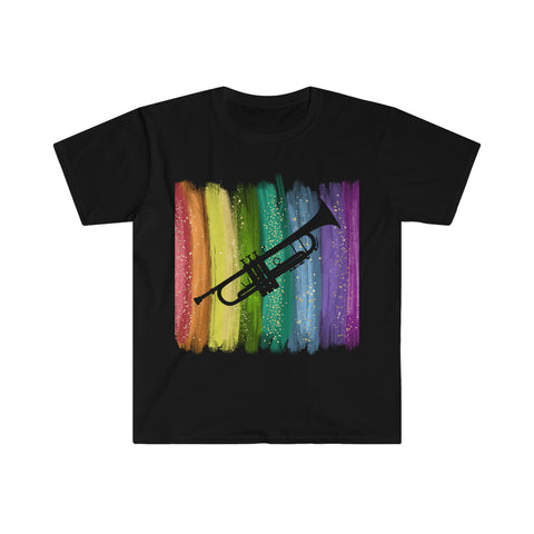 Vintage Rainbow Paint - Trumpet - Unisex Softstyle T-Shirt