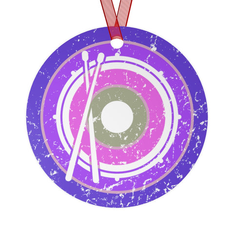 Vintage Grunge Purple Circle - Snare Drum - Metal Ornament