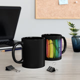 Vintage Rainbow Paint - Alto Sax - 11oz Black Mug