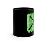 Vintage Green Glitter Dots - Drumsticks - 11oz Black Mug