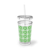 Vintage Green Glitter Dots - Drumsticks - Suave Acrylic Cup - Pattern